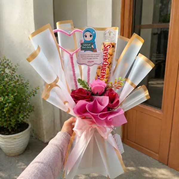 Buket Snack Pink Rose Graduation