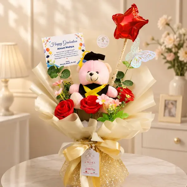 Buket Boneka Wisuda Red Star