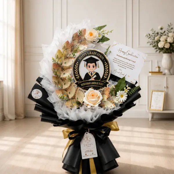 Buket Wisuda Black Gold Elegance