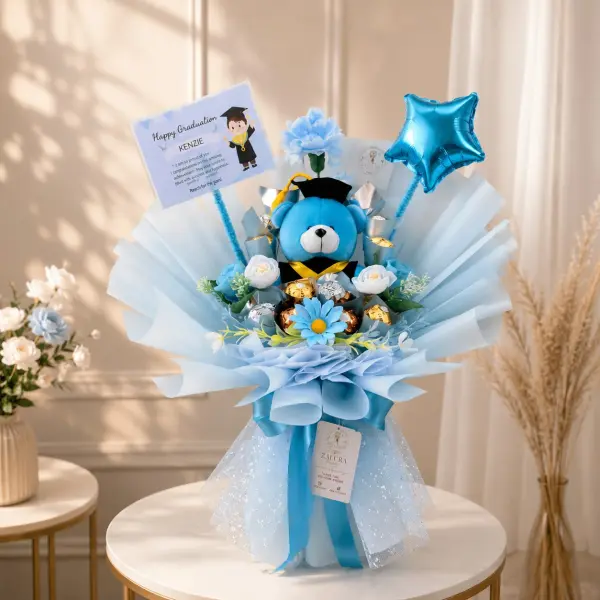 Buket Boneka Wisuda Blue Star